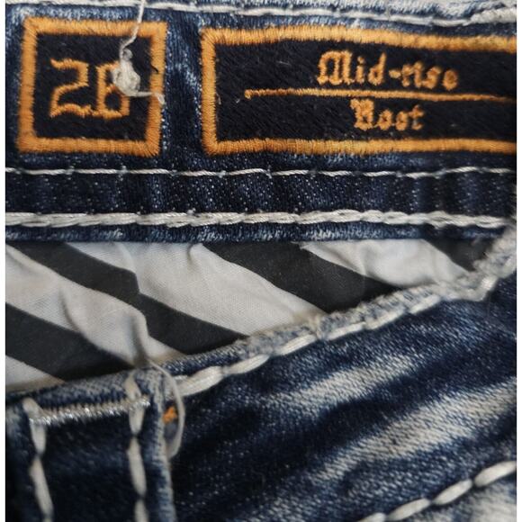 Rock revival Rhinestone Flap Pocket Fay Mid-Rise Bootcut Jeans Size 26 W 28×30 - Picture 8 of 10
